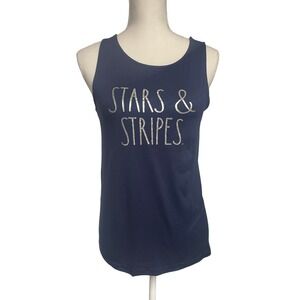 Rae Dunn Navy Patriiotic Sleeveless Stars & Stripes Tank Top Women's Small